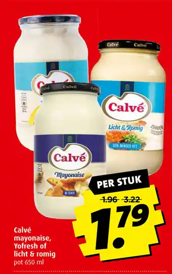 Boni Calve mayonaise, Yofresh of licht of romig 650 ml per stuk aanbieding