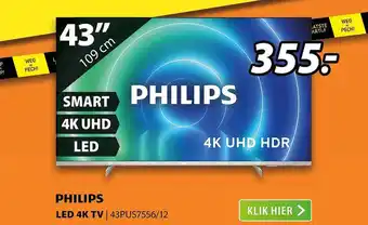 Expert Philips led 4k tv | 43pus7556-12 aanbieding