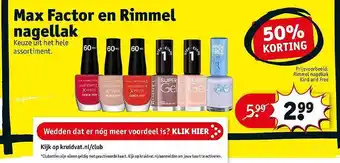 Kruidvat Max factor en rimmel nagellak 50% korting aanbieding