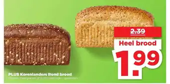 PLUS Plus korenlanders rond brood donker meergranen of licht meerzaden, gesneden aanbieding