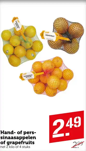 Coop Hand- of pers- sinaasappelen of grapefruits aanbieding