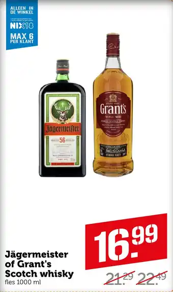 Coop Jägermeister of grant's scotch whisky aanbieding