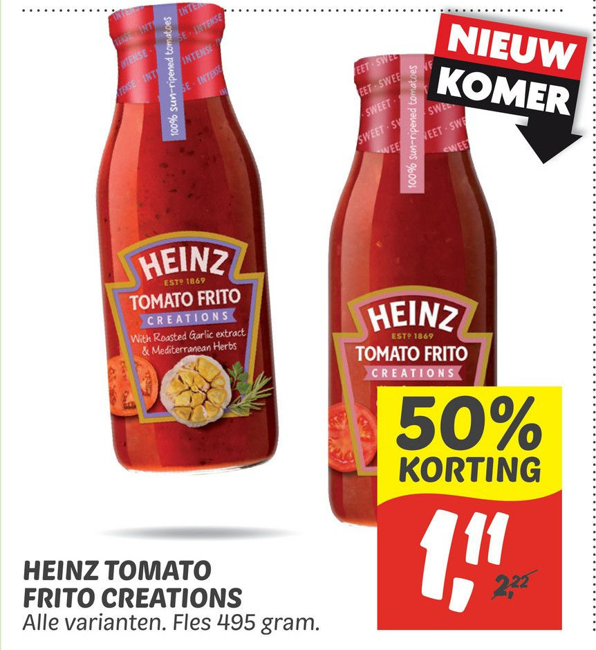 Heinz tomato frito creations aanbieding bij Dekamarkt