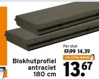 GAMMA Blokhutprofiel antraciet 180 cm aanbieding