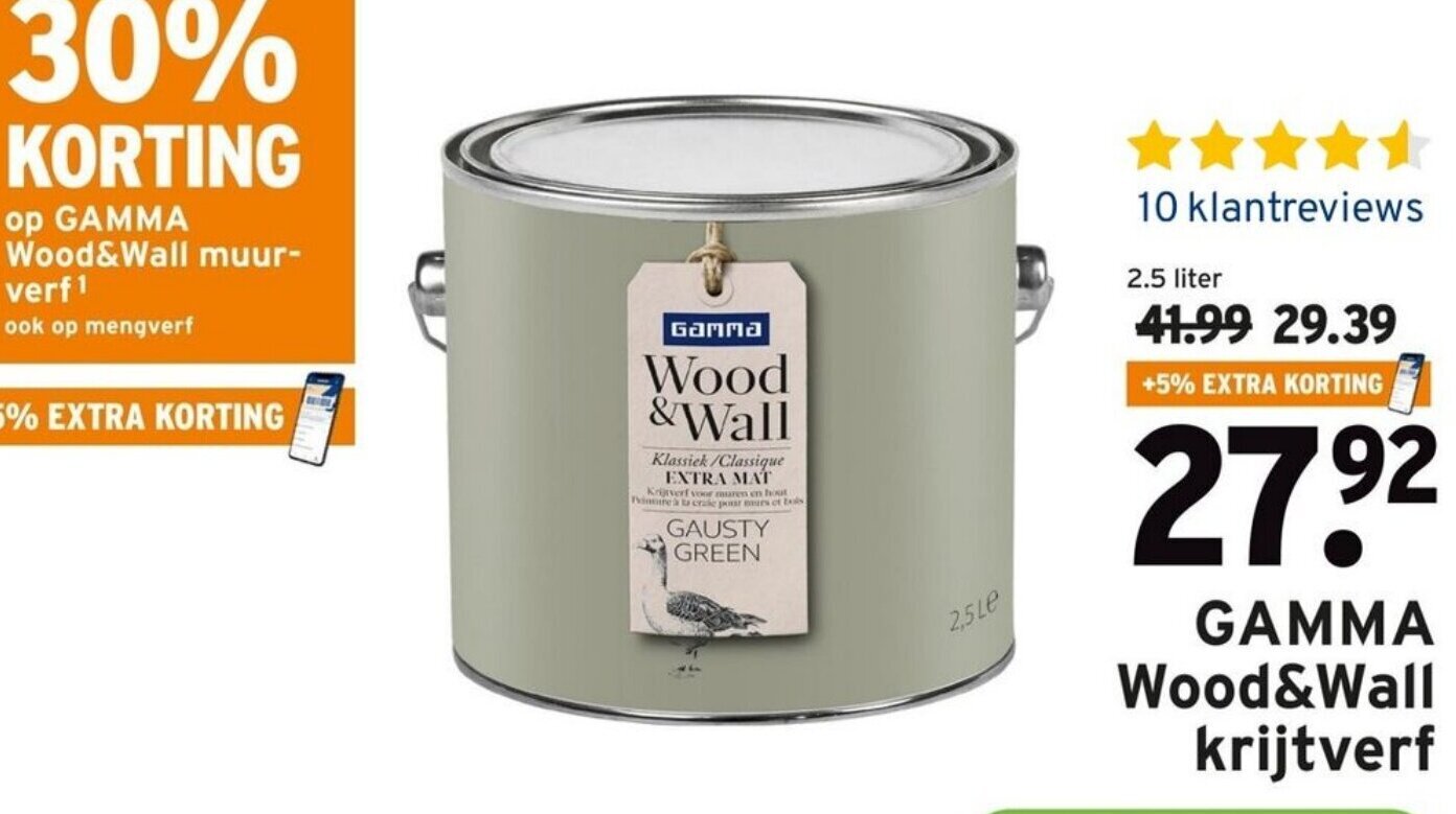 Wood&Wall krijtverf 2.5 liter aanbieding bij GAMMA