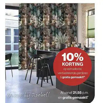 Roobol Op een selectie verduisterende gordijnen 10% korting aanbieding