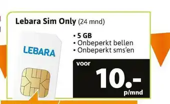 Welcom Lebara Sim Only (24 Mnd) aanbieding