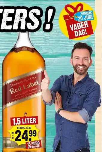 Dirck 3 Johnnie Walker Red Label 1.5 liter aanbieding