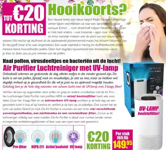 Gezond & Wel Air Purifier Luchtreiniger met UV-lamp aanbieding