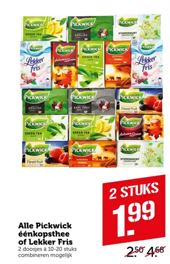 Coop Alle Pickwick éénkopsthee of Lekker Fris aanbieding