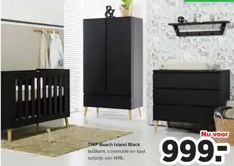Baby-Dump Twf Beach Island Black ledikant, commode en kast aanbieding