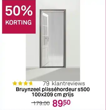 Karwei Bruynzeel plisséhordeur s500 100x209 cm grijs aanbieding