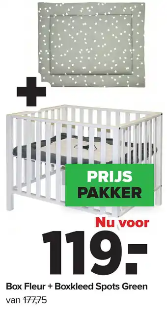 Baby-Dump Box Fleur + Boxkleed Spots Green aanbieding