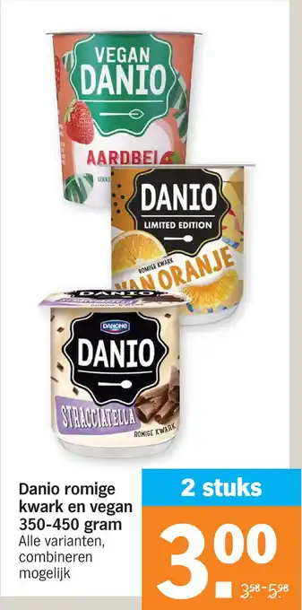 Albert Heijn Danio romige kwark en vegan 350-450 gram aanbieding