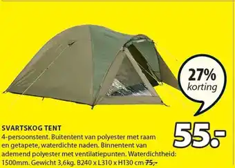 Jysk Svartskog tent aanbieding