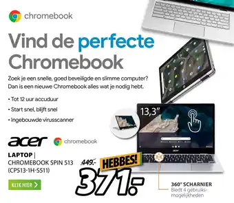 Expert Acer Laptor  I  CHROMEBOOK SPIN 513 (CP513-1H-S511) aanbieding