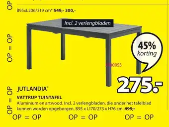 Jysk Jutlandia Vattrup Tuintafel B95 x L170/273 x H76 cm aanbieding