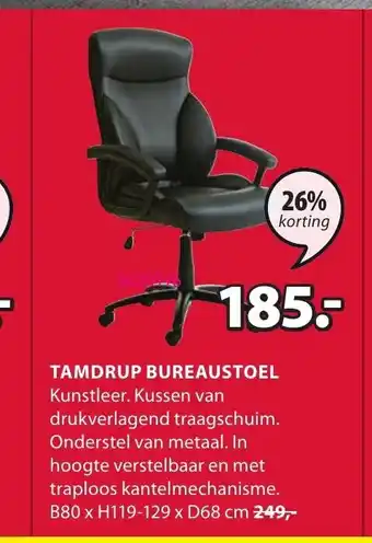 Jysk Tamdrup Bureaustoel B80 x H119-129 x D68 cm aanbieding