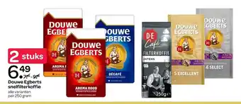 Spar Douwe Egberts snelfilterkoffie 250 gram 2 stuks aanbieding