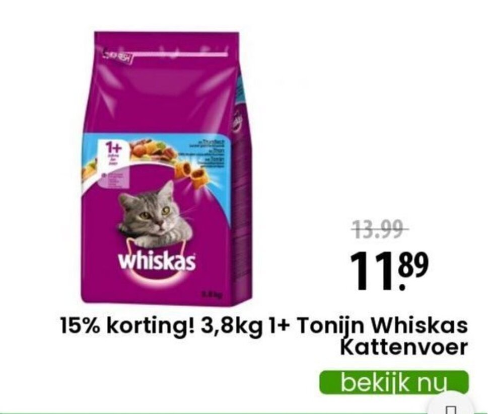 Tonijn Whiskas Kattenvoer 3,8 kg aanbieding bij Zooplus