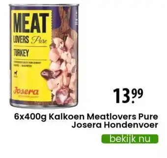 Zooplus 6x400 g Kalkoen Meatlovers Pure Josera Hondenvoer aanbieding