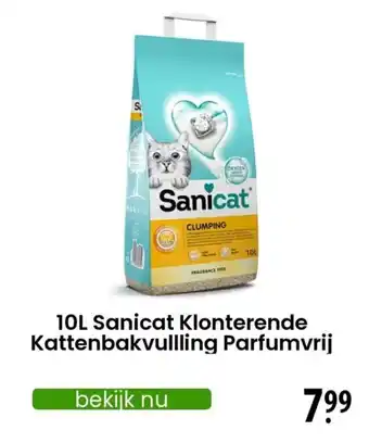 Zooplus 10 L Sanicat Klonterende Kattenbakvulling Parfumvrij aanbieding