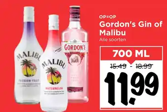 Vomar Voordeelmarkt of Gordon's Gin Malibu aanbieding