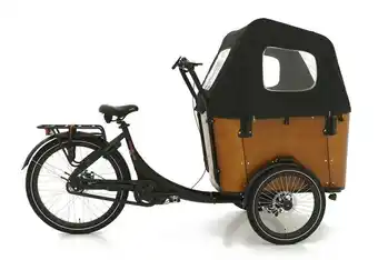 Halfords Vogue elektrische bakfiets superior 3 deluxe mat zwart/bruin 468 watt zwart aanbieding