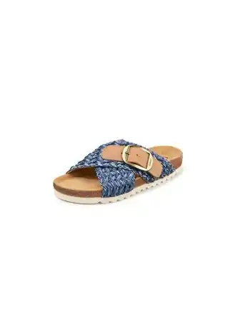 PETER HAHN Slippers kalfsnappaleer/textiel/raffia gabor blauw aanbieding