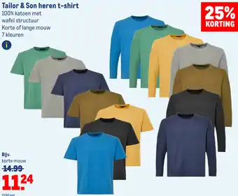 Makro Tailor & Son heren t-shirt 100% katoen met aanbieding