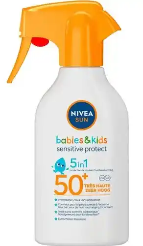 Babydrogist Nivea sun babies & kids - protect & sensitive spray - factor spf50+ - zonnebrand handspray 270ml aanbieding