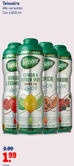 Makro Teisseire 600ml aanbieding