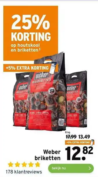 GAMMA Weber briketten 25% korting aanbieding