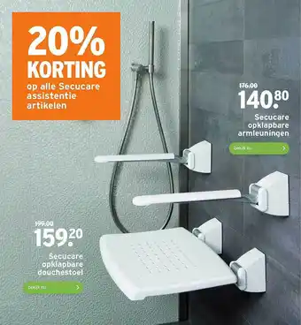 GAMMA Secucare opklapbare douchestoel of secucare opklapbare armleuningen 20% korting aanbieding