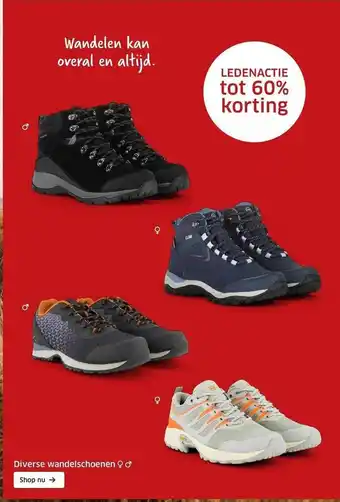 ANWB Diverse wandelschoenen tot 60% korting aanbieding