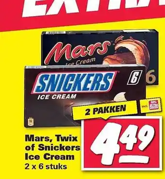 Nettorama Mars, twix of snickers ice cream aanbieding