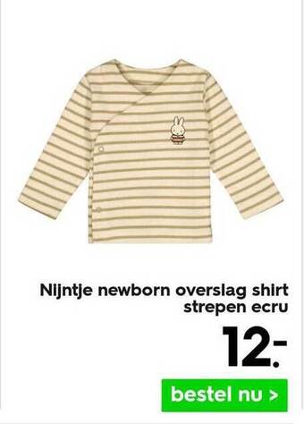 HEMA Nijntje newborn overslag shirt strepen ecru aanbieding