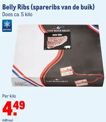 Makro Belly Ribs (spareribs van de buik) 5 kilo aanbieding