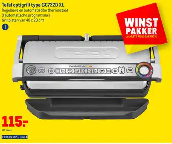 Makro Tefal optigrill type gc722d xl aanbieding