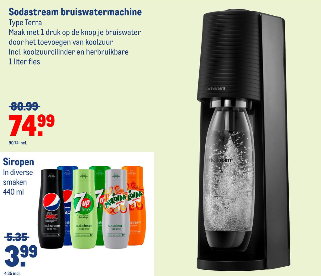 Sodastream bruiswatermachine type terra aanbieding bij Makro