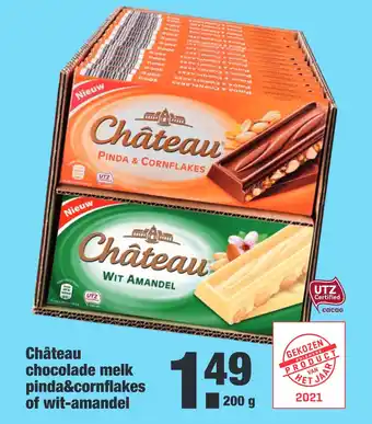 ALDI Château chocolade melk pinda&cornflakes of wit-amandel aanbieding