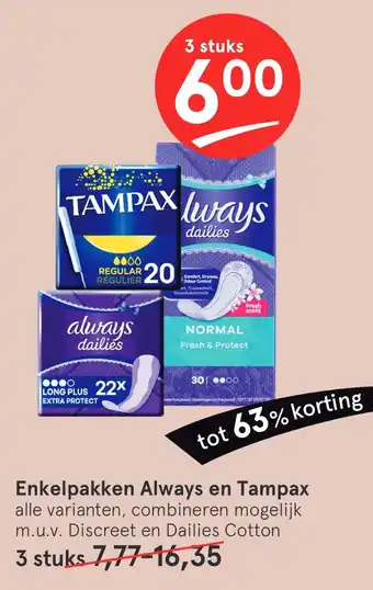 Etos Enkelpakken Always en Tampax aanbieding