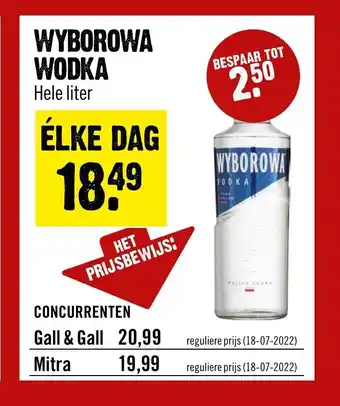 Dirck 3 Wyborowa Wodka Hele liter aanbieding