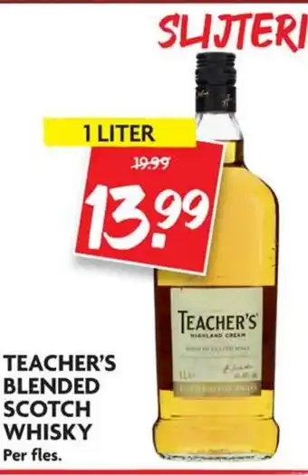 Dekamarkt Teacher's Blended scotch whisky 1L aanbieding