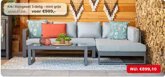 Tuinmeubelland Kiki loungeset 3-delig - mint grijs aanbieding