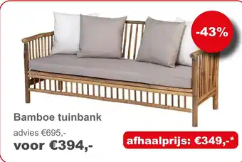 Tuinmeubelland Bamboe tuinbank aanbieding