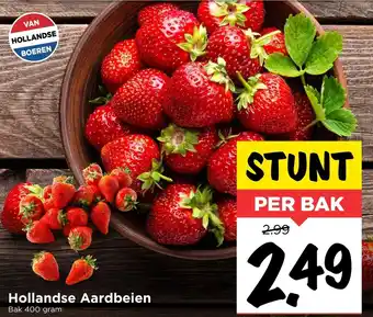 Vomar Voordeelmarkt Hollandse Aardbeien bak 400 gram aanbieding