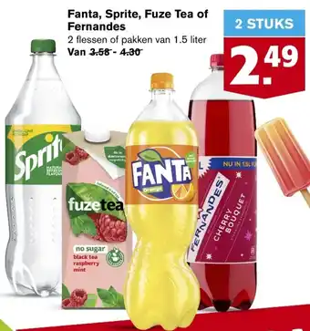 Hoogvliet Fanta, Sprite, Fuze Tea of Fernandes 1.5L aanbieding