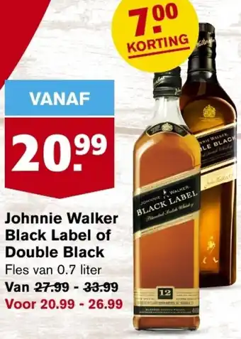 Hoogvliet Jognnie Walker Black Label of Double Black 0.7L aanbieding