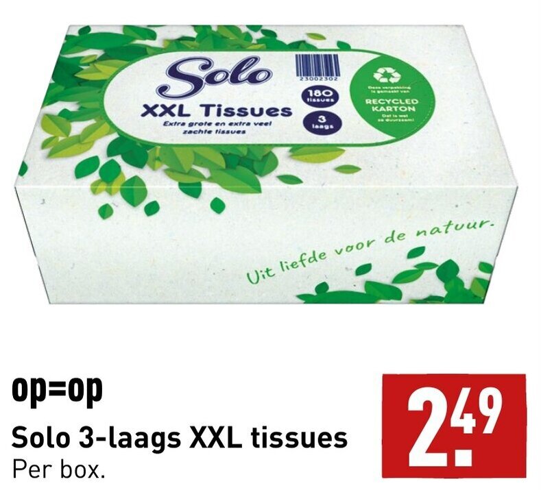 Solo 3laags XXL tissues aanbieding bij ALDI